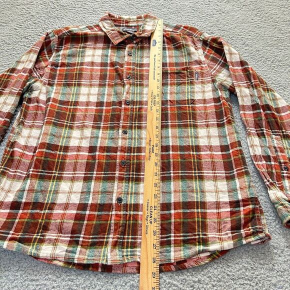 Eddie Bauer Shirt Mens XL Rusty Orange Multicolor Plaid Flannel Pocket - Picture 7 of 12